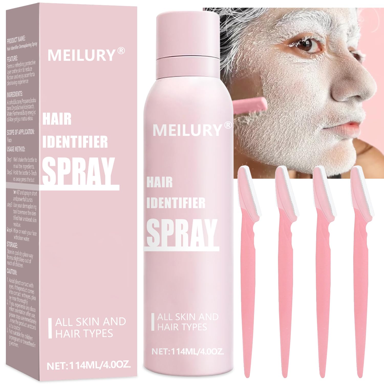 Hair Identifier Spray for Face Shaving,Moisturizing and Skin Care-بخاخ مُعرّف الشعر لحلاقة الوجه، والترطيب، والعناية بالبشرة